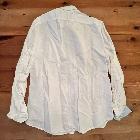 Men’s White Colten Linen Button Collar Banana Republic Shirt size Medium - Picture 4 of 5